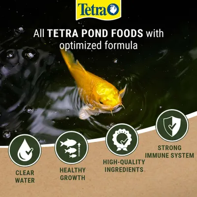 Tetra Pond Foods with optimised recipe. Benefits: clear water, healthy growth, high-quality ingredients, strong immune system. Tetra Pond Foods with optimised recipe. Benefits: clear water, healthy growth, high-quality ingredients, strong immune system.