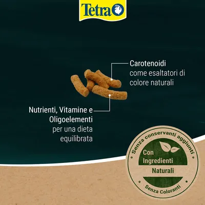 Tetra. Carotenoidi come esaltatori di colore naturali. Nutrienti, vitamine e oligoelementi per una dieta equilibrata. Senza conservanti aggiunti, con ingredienti naturali, senza coloranti.