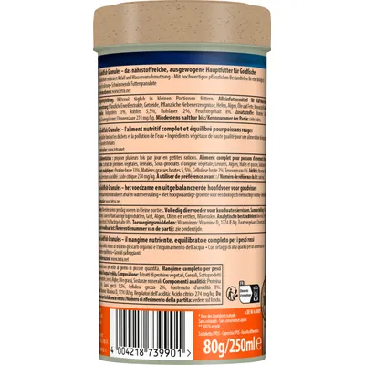 Tetra Goldfish Granules hoofdvoer voor goudvissen. Voedingsadvies: meerdere keren per dag in kleine porties voeren. Samenstelling: plantaardige eiwitextracten, granen, algen. 80 g/250 ml.