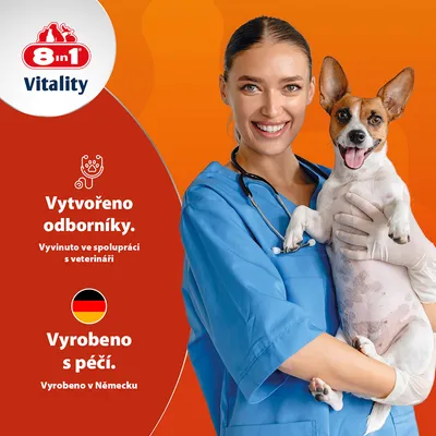 8in1 Vitality. Vyvinuto ve spolupráci s veterináři. Vyrobeno v Německu.