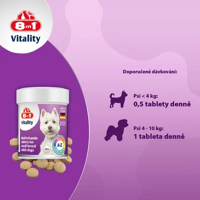 8in1 Vitality multivitamínové tablety pre malé plemená 8in1 Vitality multivitamínové tablety pre malé plemená