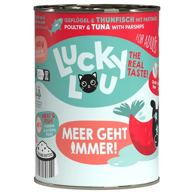 Lucky Lou poultry & tuna with parsnip, for adults, 96% meat and fish, made in Germany, grain-free.