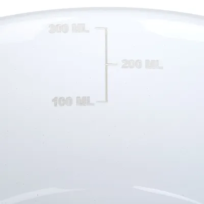 Mätskala på vit bakgrund med markeringar vid 100 ml, 200 ml och 300 ml.
