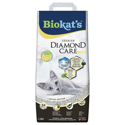 Biokat's Diamond Care Fresh cat litter, Limited Edition Summer Dream, with activated carbon and aloe vera, clumping, lasts up to 54 days, Made in Germany.