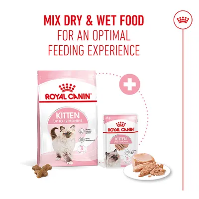 Royal Canin Kitten up to 12 months dry and wet food. Mix dry & wet food for an optimal feeding experience.