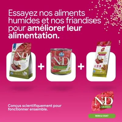 Farmina N&D Quinoa Skin & Coat Medium/Maxi canard, noix de coco, curcuma Farmina N&D Quinoa Skin & Coat Medium/Maxi canard, noix de coco, curcuma