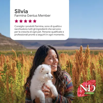 Recensione cliente: Silvia, Farmina Genius Member. 5 stelle. Consiglio i prodotti Farmina per la qualità e gli importanti componenti. Personale qualificato sempre disponibile. Recensione cliente: Silvia, Farmina Genius Member. 5 stelle. Consiglio i prodotti Farmina per la qualità e gli importanti componenti. Personale qualificato sempre disponibile.