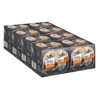 Sheba Perfect Portions Fresh Pack with tender tuna, 6x2 portions. Packaging shows product image and cat.