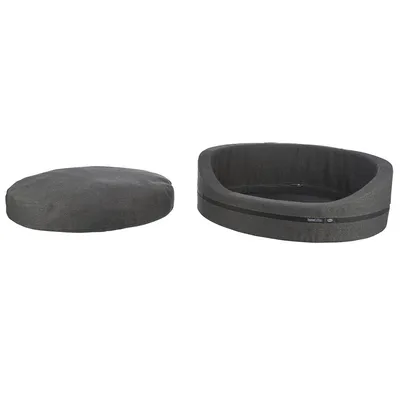Hundebett in Dunkelgrau mit abnehmbarem Kissen, ovales Design, Marke: Home&Garden.