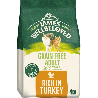 Grain free adult food, 1-7 years, rich in turkey, hypoallergenic for pets with sensitivities, 4kg. Complete and balanced.