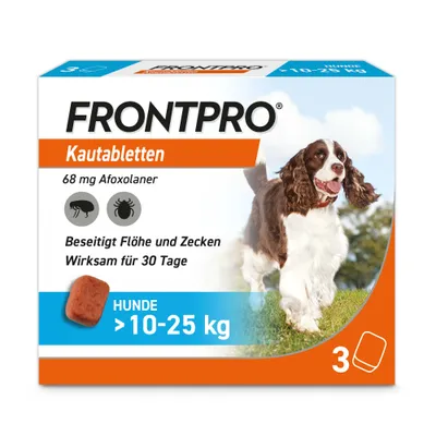 Frontpro Kautablette gegen Zecken und Flöhe, für Hunde >10 bis 25 kg