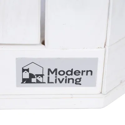 Modern Living. Logo mit stilisiertem Haus und Tierfiguren.