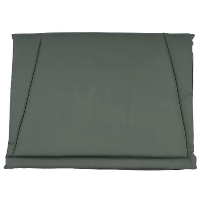 Alfombrilla rectangular verde con bordes acolchados, adecuada como base o cojín.