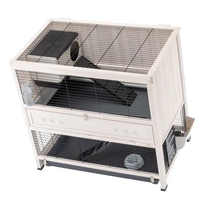 Kaninbur i træ Indoor Home - Hvid: L 107,5 x B 67,5 x H 102 cm Kaninbur i træ Indoor Home - Hvid: L 107,5 x B 67,5 x H 102 cm