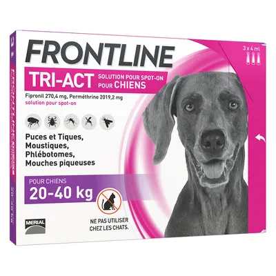 FRONTLINE TRI-ACT, 20 - 40 kg - 6 mois de protection (6 pipettes)