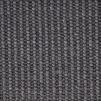 Close-up van een grijze, grof geweven textuur van synthetische vezels. Materiaaldetails voor productbeschrijving.