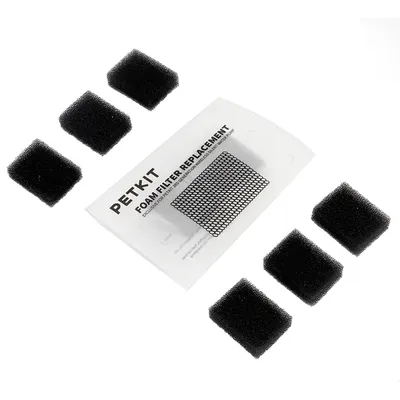 PETKIT Foam Filter Replacement, Ersatzschaumfilter für PETKIT Trinkbrunnen. Enthält mehrere schwarze Schaumstofffilter und eine Anleitung.
