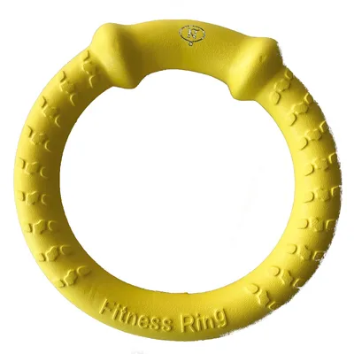 Sárga Fitness Ring dombornyomott 'Fitness Ring' felirattal és texturált markolatokkal a jobb fogásért.