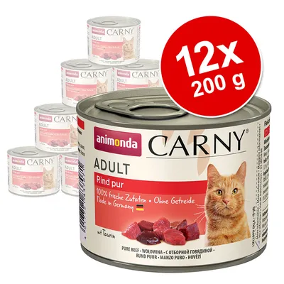 Animonda Carny Adult Pure Beef, 12x 200g, 100% fresh ingredients, grain-free, Made in Germany.