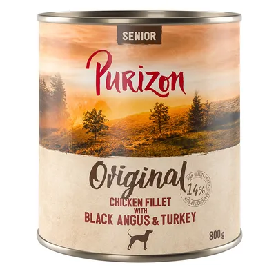 Purizon Senior Original, Hühnerfilet mit Black Angus und Truthahn, 14% hochwertiges Protein, 800g Dose.