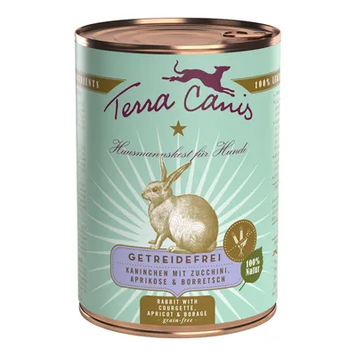 Terra Canis Hausmannskost für Hunde, getreidefrei, Kaninchen mit Zucchini, Aprikose & Borretsch, 100% Natur. Rabbit with courgette, apricot & borage, grain-free. Terra Canis Hausmannskost für Hunde, getreidefrei, Kaninchen mit Zucchini, Aprikose & Borretsch, 100% Natur. Rabbit with courgette, apricot & borage, grain-free.
