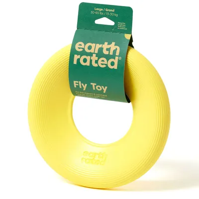 Earth Rated Fly Toy, жёлтое кольцо для собак 13–30 кг. Проверено на прочность и безопасность. Размер: Large/Grand.