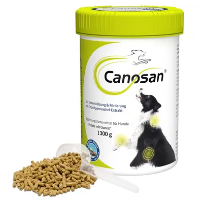 Canosan Ergänzungsfuttermittel für Hunde, Pellets mit Grünlippmuschel-Extrakt und Gonex®, 1300 g. Unterstützt Gelenke und Beweglichkeit.