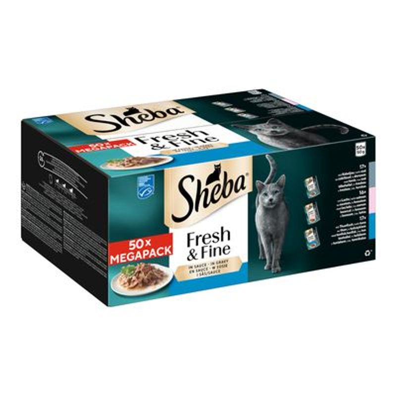 Multipack Sheba Fresh Fijne vershoudzakjes 50 x 50 g