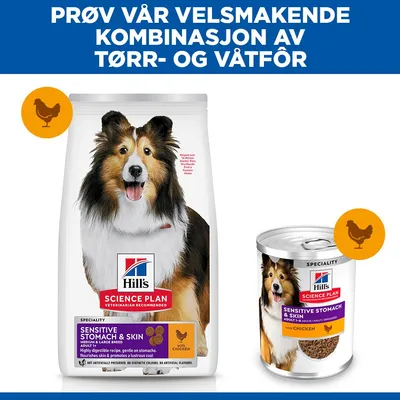 Hill's Science Plan Sensitive Stomach & Skin Adult 1 + Medium med kylling