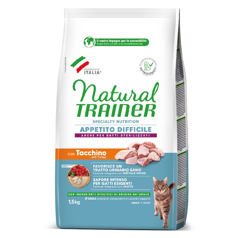 Natural Trainer Appetito Difficile con Tacchino e Pesce Crocchette per gatti