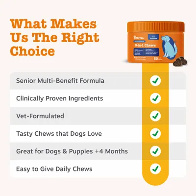Zesty Paws Senior Advanced 9-in-1 Chews -Turkey - dog supplements - 50 Chews