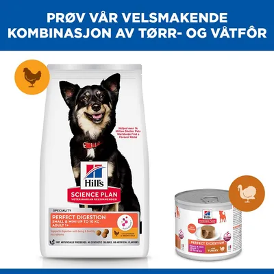 Hill's Science Plan Perfect Digestion Adult 1+ Small & Mini med kylling & brun ris