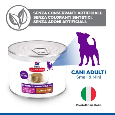 Hill's Science Plan Sensitive Stomach & Skin Adult Small & Mini Mousse Tacchino