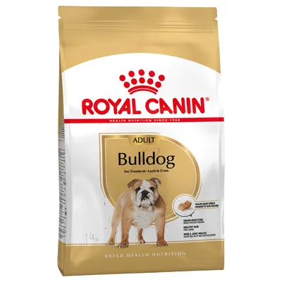 Royal Canin Adult Bulldog, över 12 månader, skräddarsydda foderbitar, stödjer hudhälsa och leder, minskar lukt. Breed Health Nutrition.