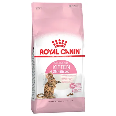 Royal Canin Second Age Kitten Sterilised. Hrană uscată pentru pisici sterilizate de 6 până la 12 luni. Susține creșterea, controlul greutății și sistemul imunitar.