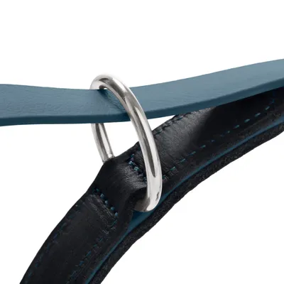 HUNTER Wolmar - BioThane® trela ajustável com couro, azul-acinzentada/preta