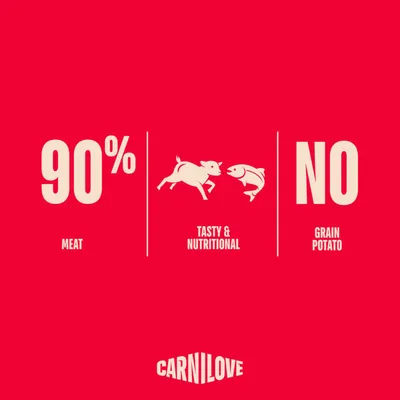 Carnilove : 90 % de viande, savoureux et nutritif, sans céréales ni patate. Carnilove : 90 % de viande, savoureux et nutritif, sans céréales ni patate.