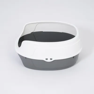 zooplus Basics kattenbak met rand - grijs / wit