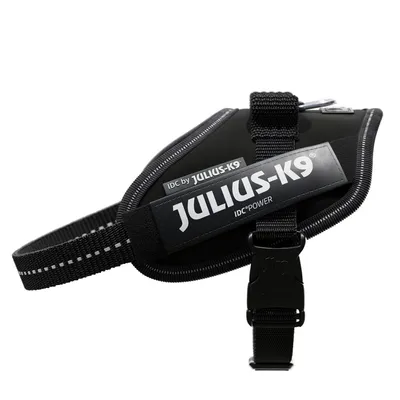 Julius-K9 IDC Power dog harness, black design with adjustable strap and sturdy buckle.