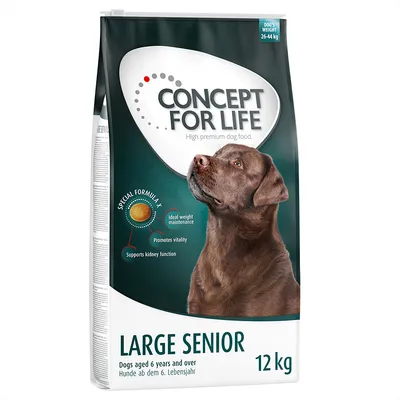 Concept for Life Large Senior, koiranruoka yli 6-vuotiaille koirille, 12 kg. Special Formula X: ihannepainon ylläpito, edistää elinvoimaa, tukee munuaisten toimintaa.