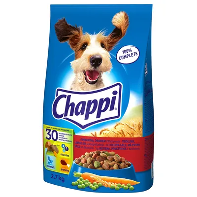 Chappi pienso seco para perros, 2,7 kg, con ternera, ave y verduras. Contiene vitaminas A, E, minerales y proteínas. 100% completo.