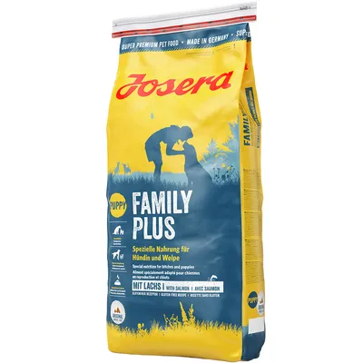 Josera Family Plus Puppy. Специална храна за кучка и кученце, безглутенова рецепта с сьомга. Super Premium Pet Food, Made in Germany.