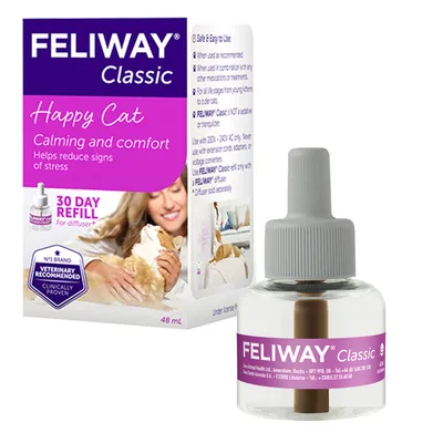 Feliway Classic сменный флакон, 48 мл. Помогает уменьшить стресс у кошек. Рекомендовано ветеринарами, клинически доказано. 30-дневный запас для диффузора.