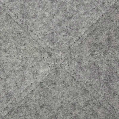 Close-up of grey felt material with visible cross-stitching, suitable for product description or material display.