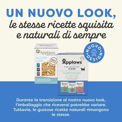 UN NUOVO LOOK, le stesse ricette squisita e naturali di sempre. Durante la transizione al nostro nuovo look, l'imballaggio che riceverai potrebbe variare. Tuttavia, le gustose ricette naturali rimangono le stesse.