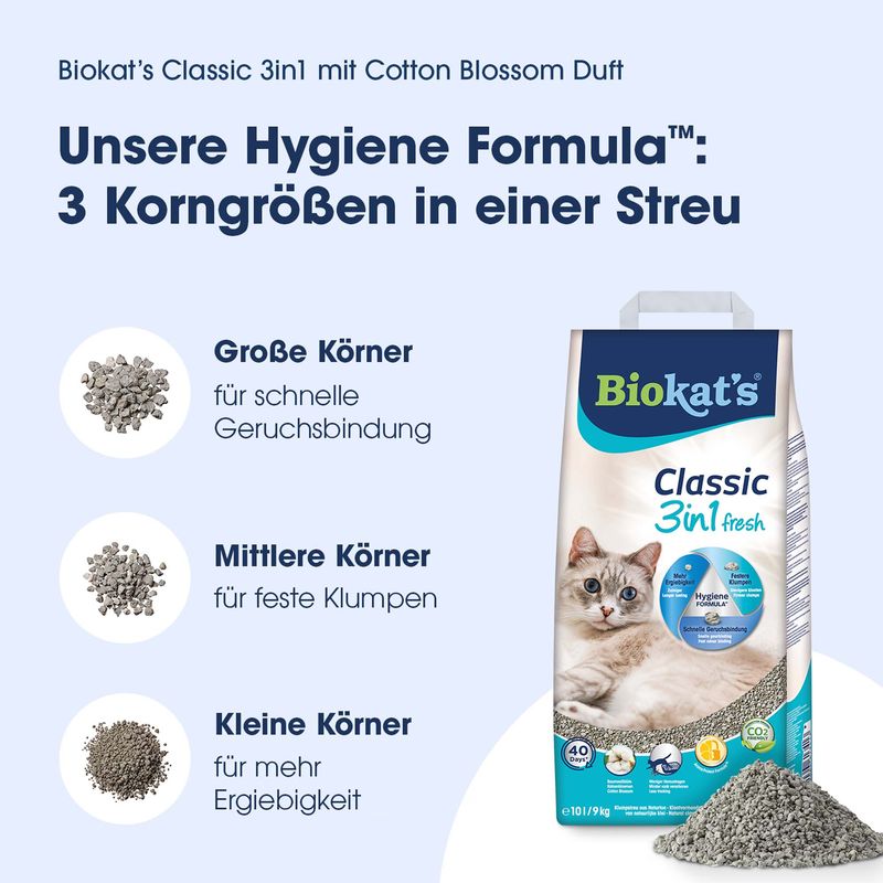 Biokat's Classic 3in1 Fresh Katzenstreu Baumwollblüte