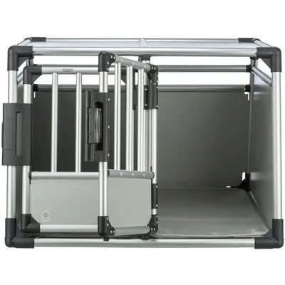Trixie Transportbox Aluminium doppelt - Größe M-L: B 93 x T 88 x H 64 cm