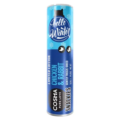 Cosma Snackies Limited Edition Hello Winter, csirke és nyúl, kíméletesen fagyasztva szárított, 100% tiszta hús.