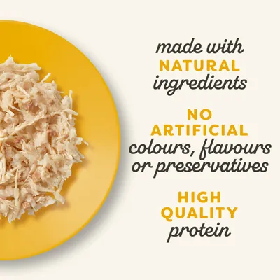 Made with natural ingredients, no artificial colourings, flavours or preservatives, high-quality protein. Made with natural ingredients, no artificial colourings, flavours or preservatives, high-quality protein.
