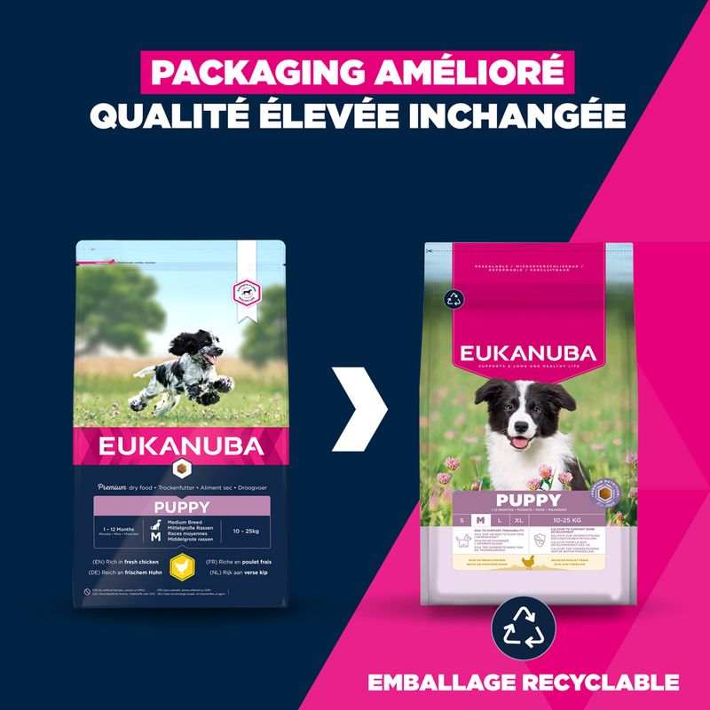 Croquettes Eukanuba Premium Nutrition Puppy Medium Breed au poulet